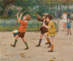 Children playing musical instruments in a park setting