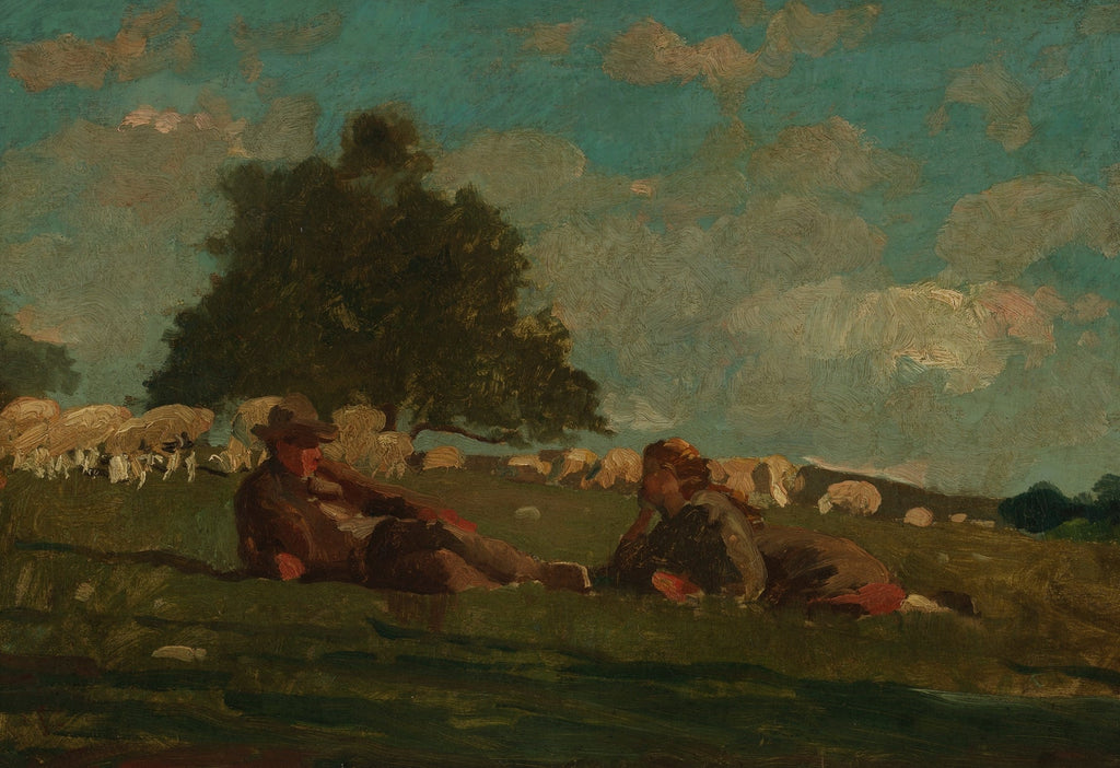 Boy and Girl in a Field with Sheep (1876)