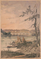 Boys fishing on the banks of the Schuylkill River in Philadelphia, 1850-1860