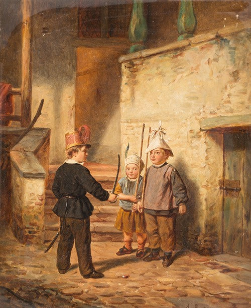 Children playing soldiers (1859)