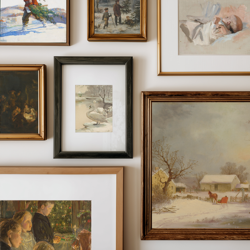 Étude des Tons Blancs – Cygnes dans la Neige